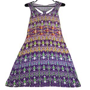 Calvin Klein Women's Southwest Tie-Dye Print Dress Size 6 Razorback Knit Rayon